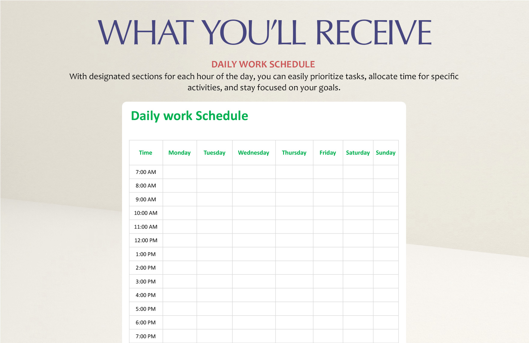 Daily Work Schedule Template