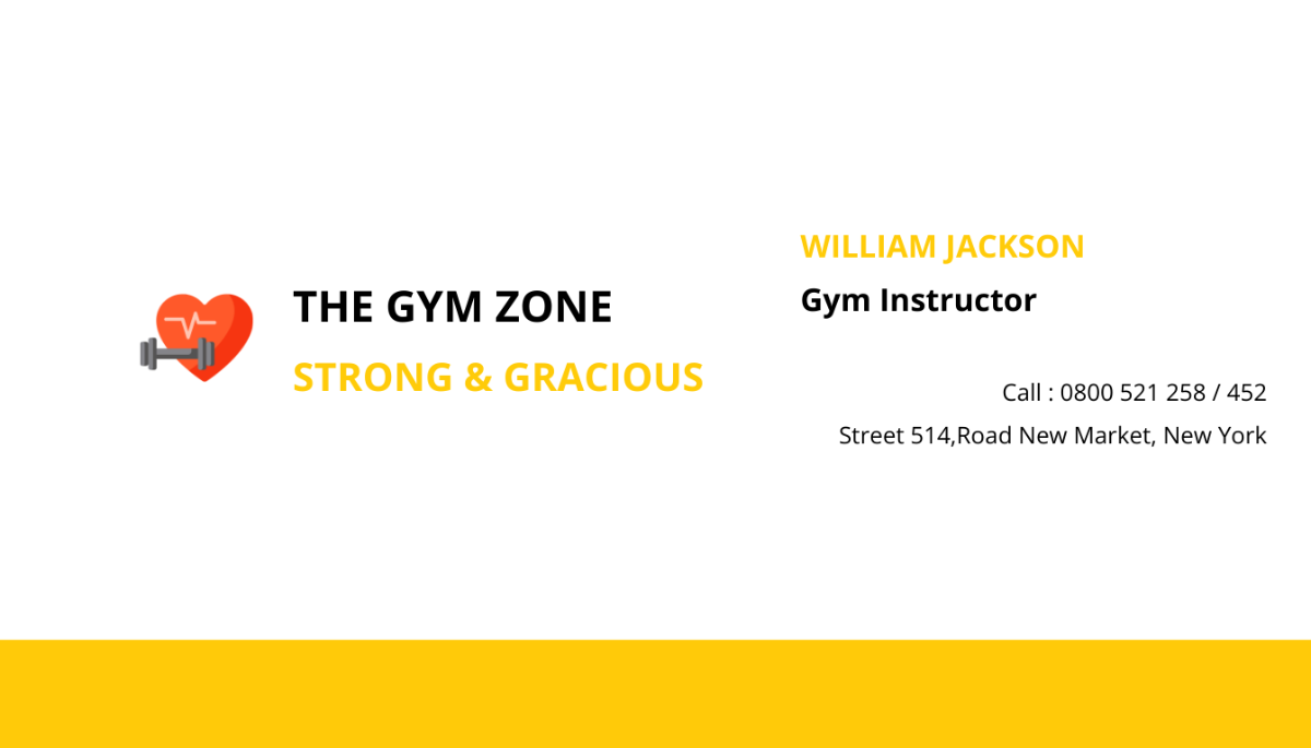 Gym Business Card Template - Edit Online & Download