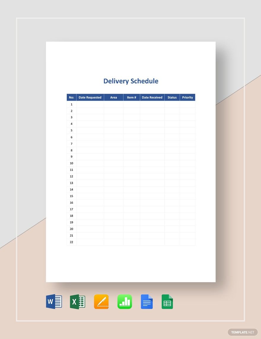 Delivery Schedule Template
