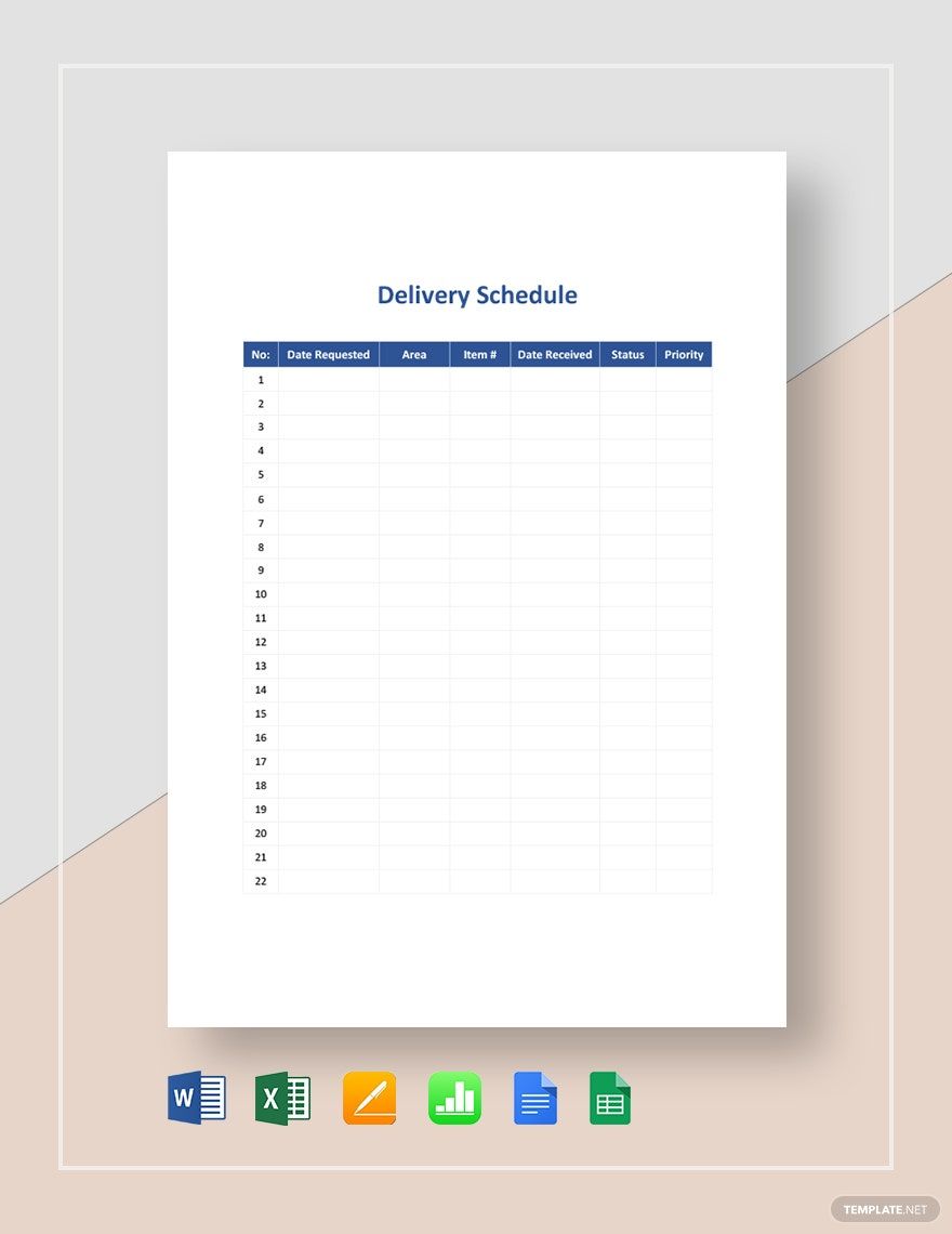 Delivery Schedule Template Download in Word, Google Docs, Excel