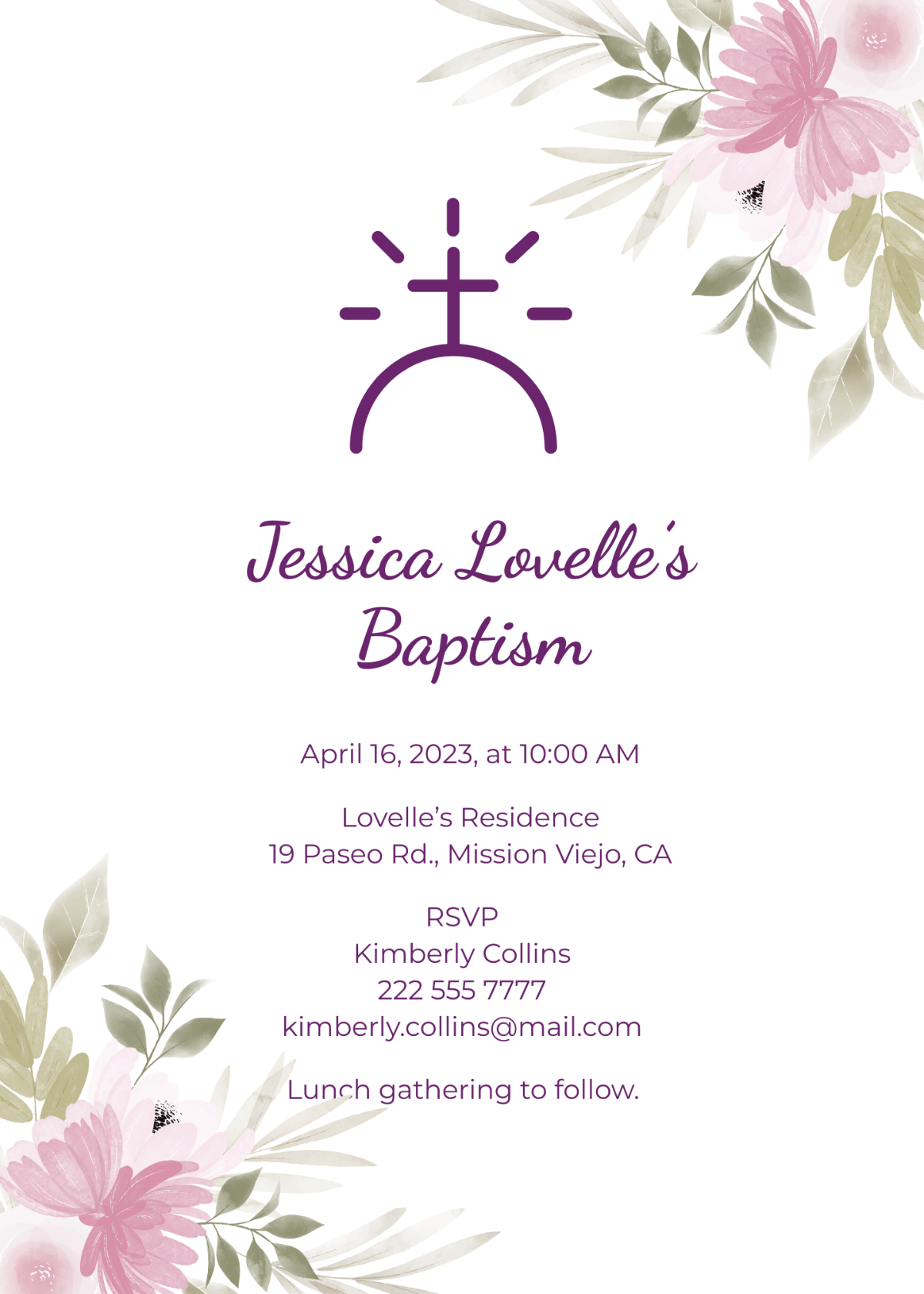 Basic Baptism Invitation Template