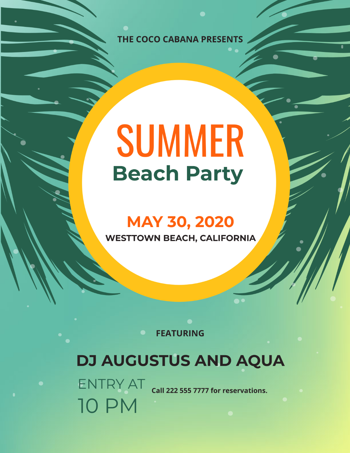 Beach Party Flyer Sample Template - Edit Online & Download