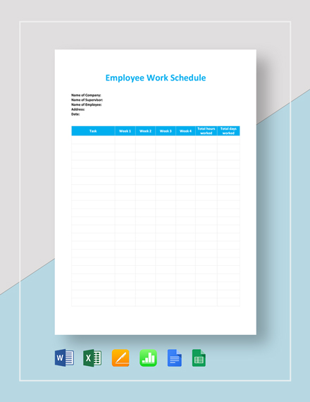 free printable employee work schedule template