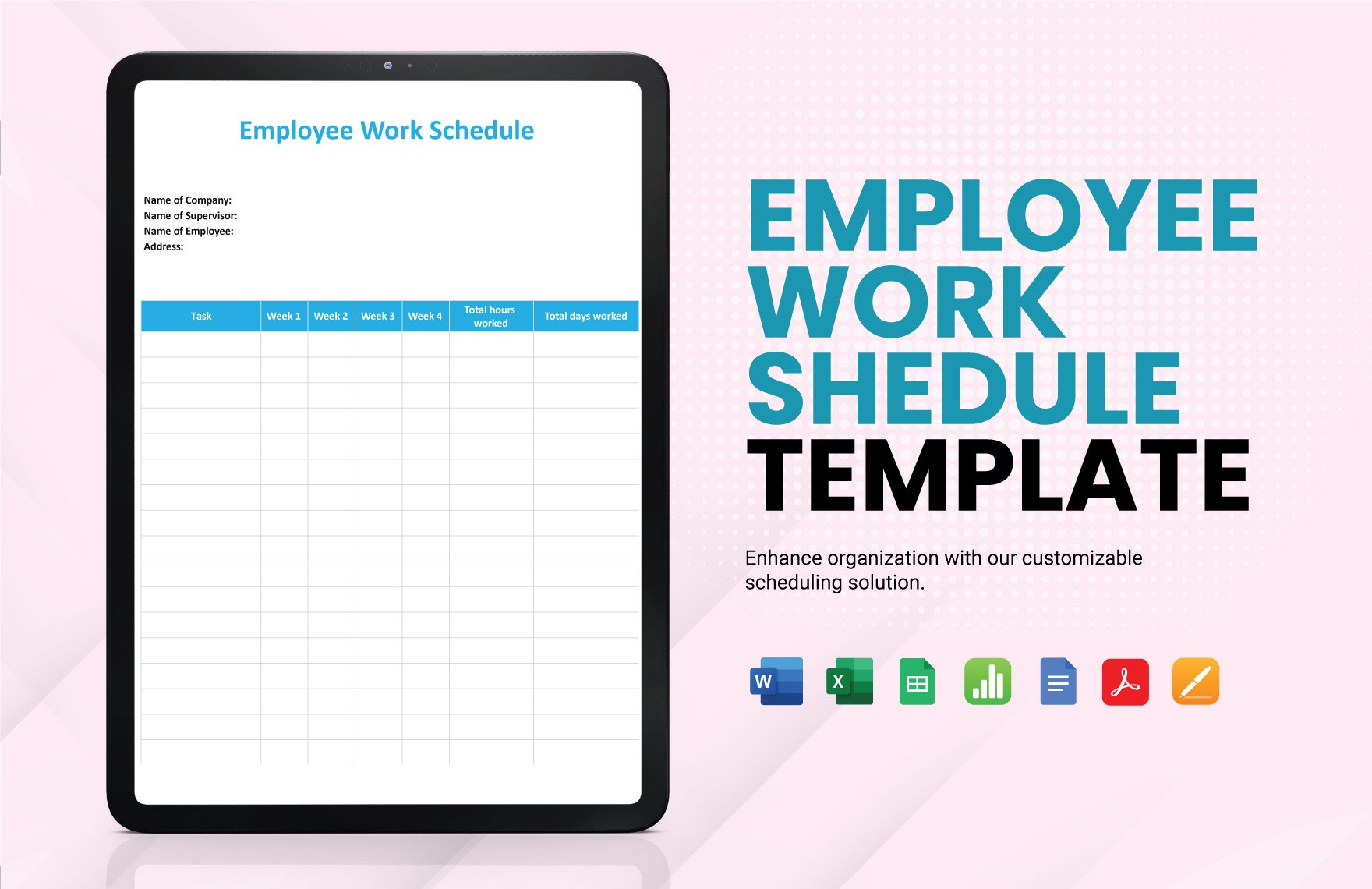 Employee Work Schedule Template in Word, Google Docs, Excel, PDF, Google Sheets, Apple Pages, Apple Numbers