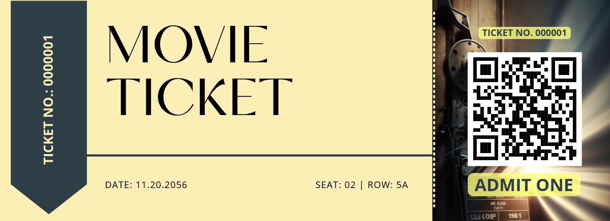 Free Simple Movie Ticket Template to Edit Online
