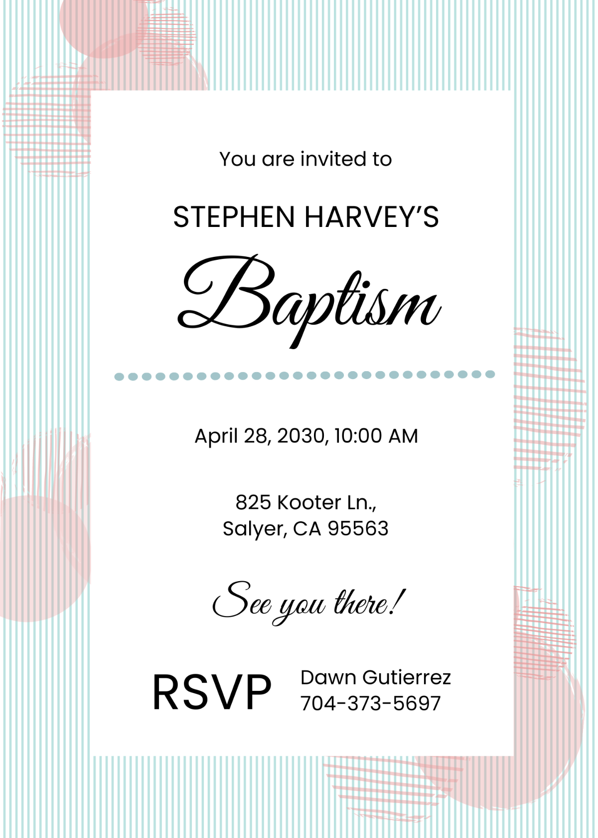 Sample Baptism Invitation Template