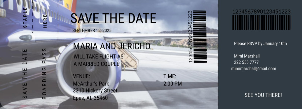 Flight Boarding Pass Wedding Invitation