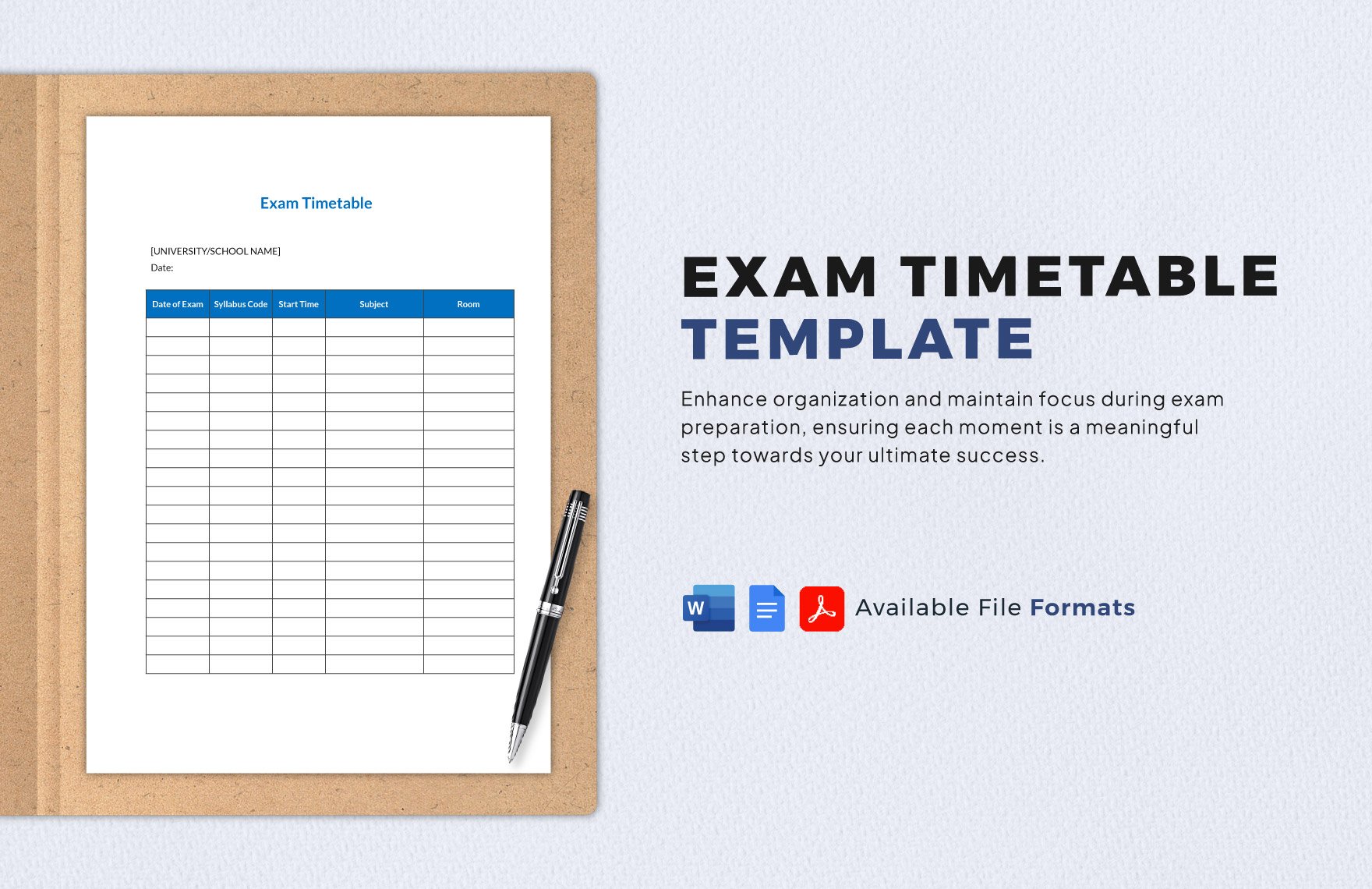 Exam Timetable Template