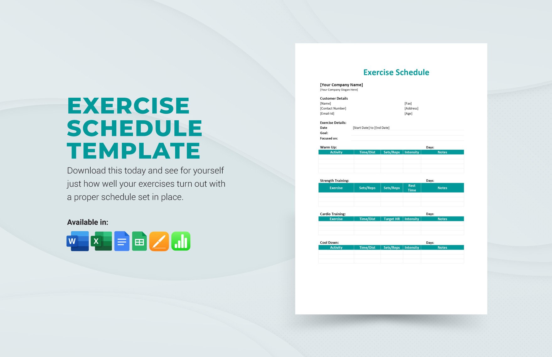 Exercise Schedule Template