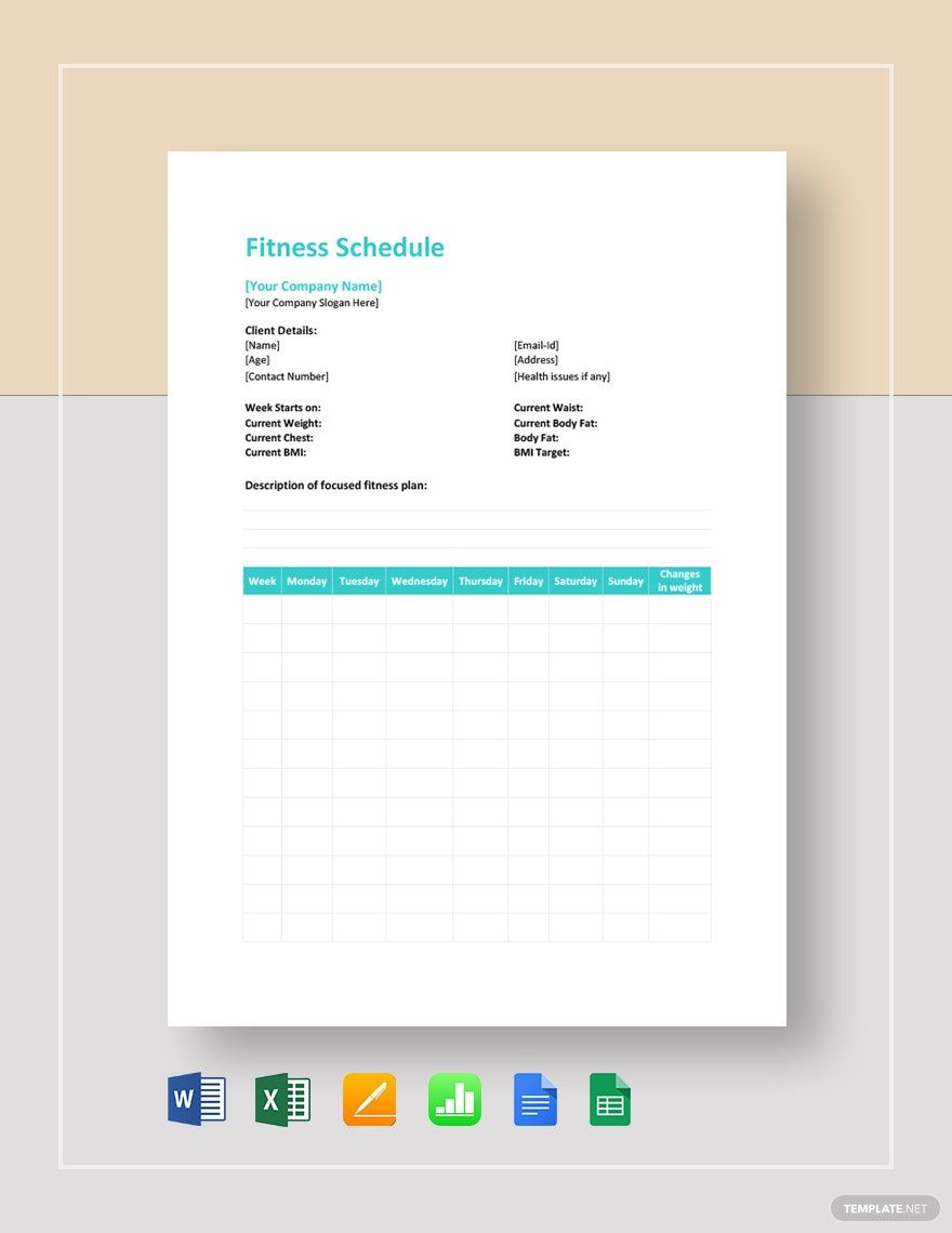 Fitness Schedule Template