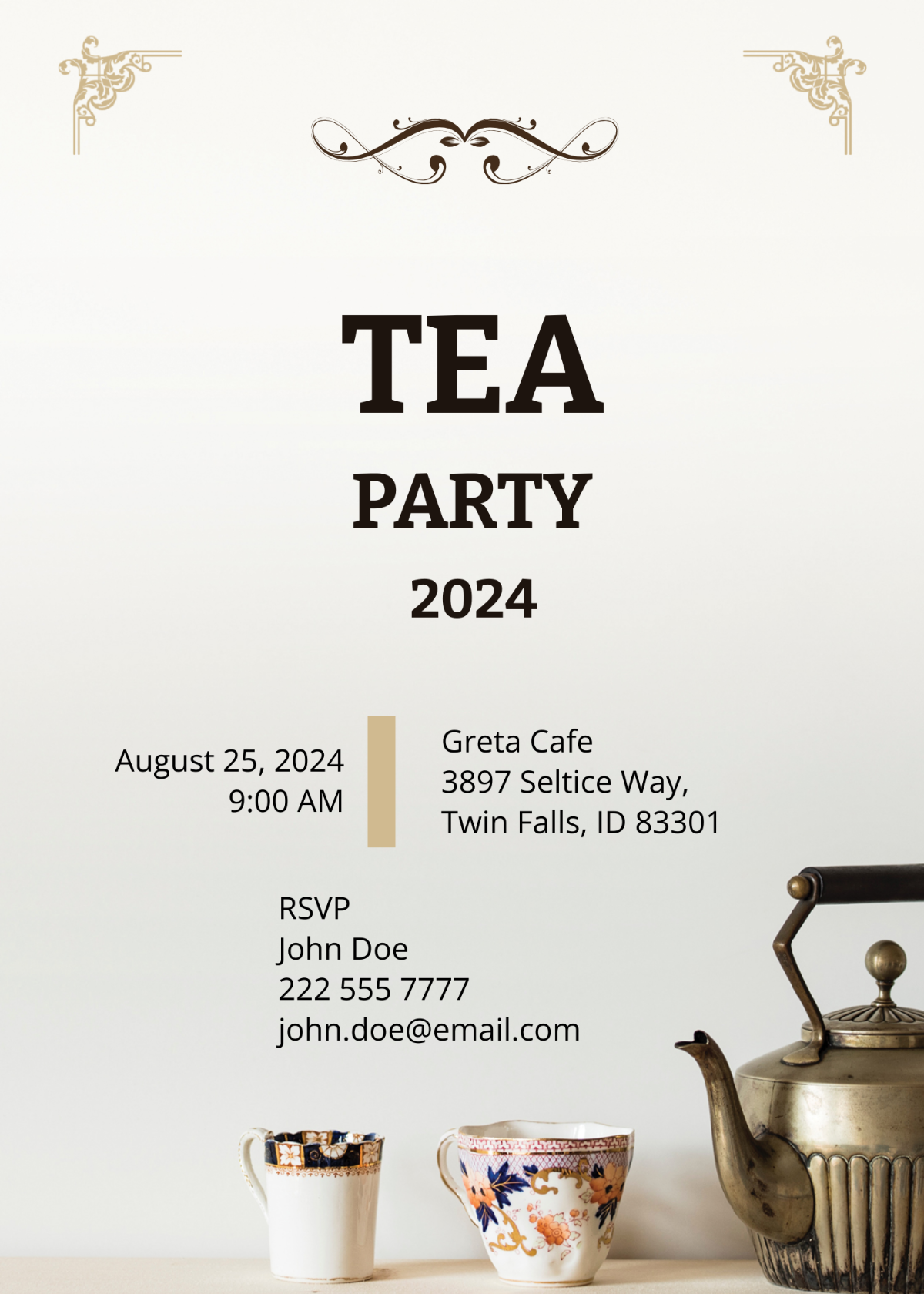 High Tea Party Invitation Card
