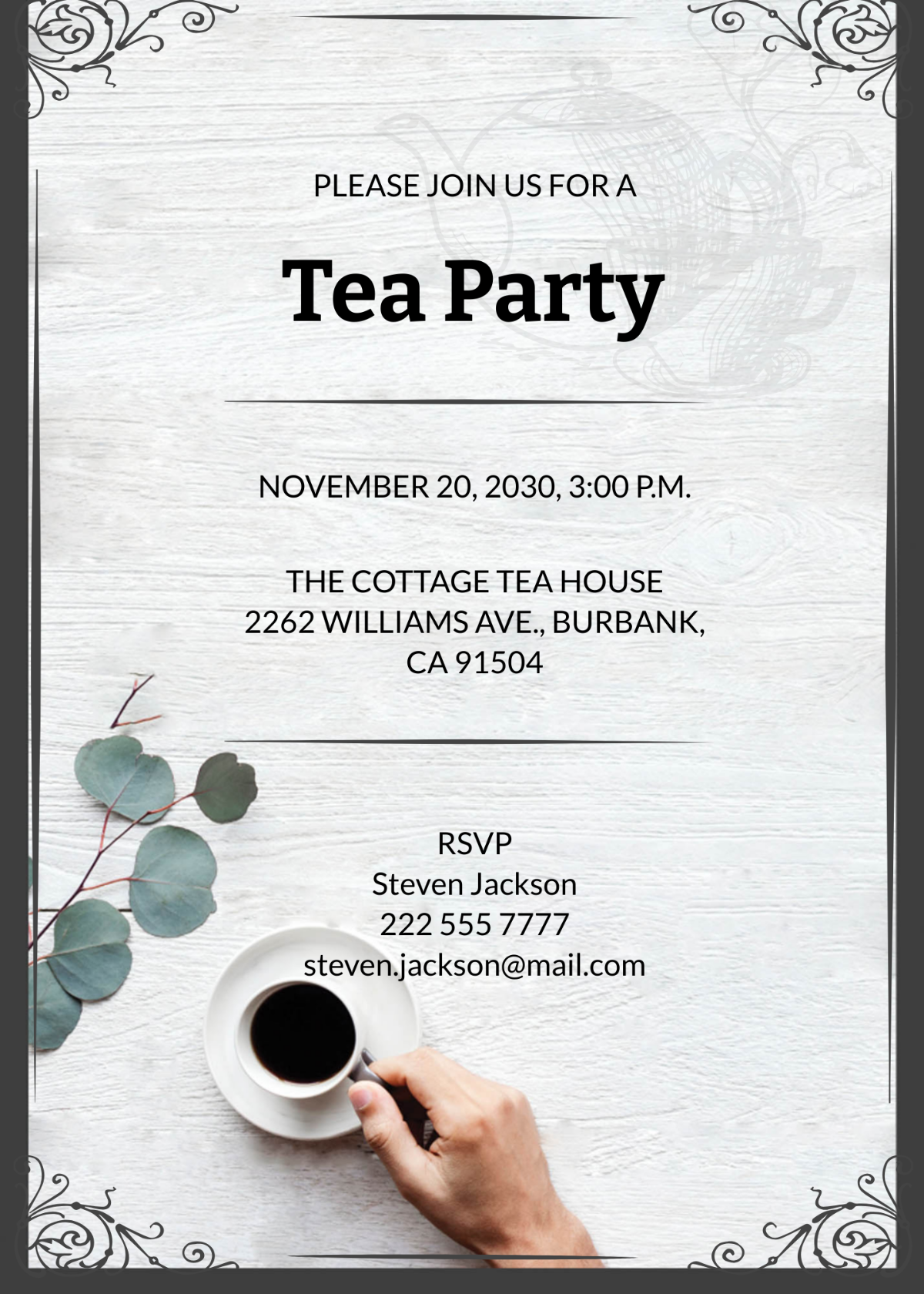 Elegant Tea Party Invitation