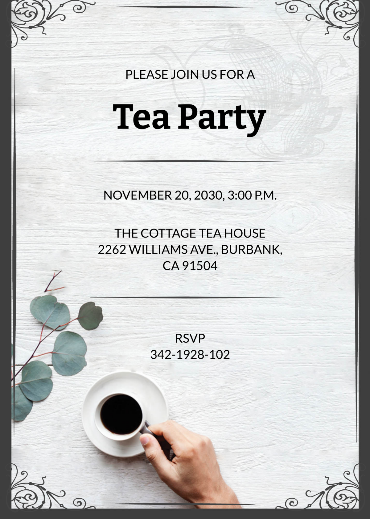 Elegant Tea Party Invitation Template