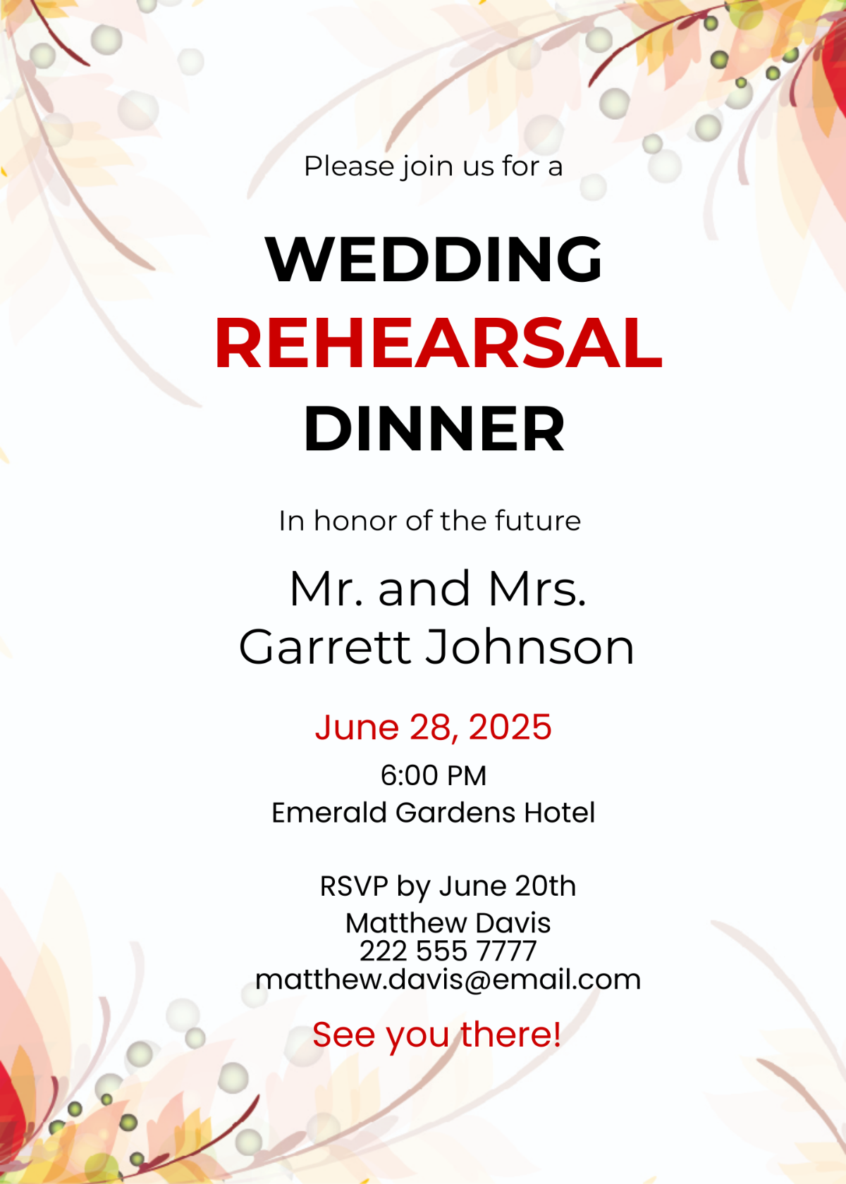 Wedding Rehearsal Party Invitation