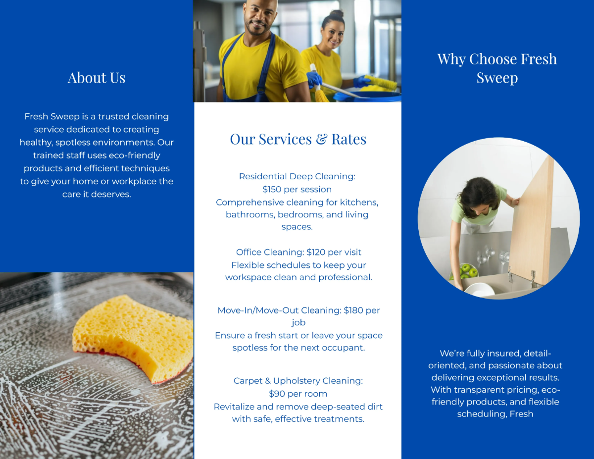 Free Cleaning Service Brochure Template to Edit Online