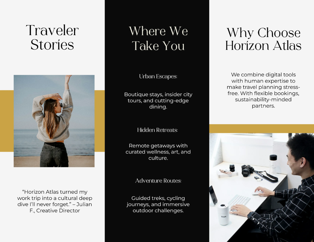 Free Modern Travel Brochure Template to Edit Online