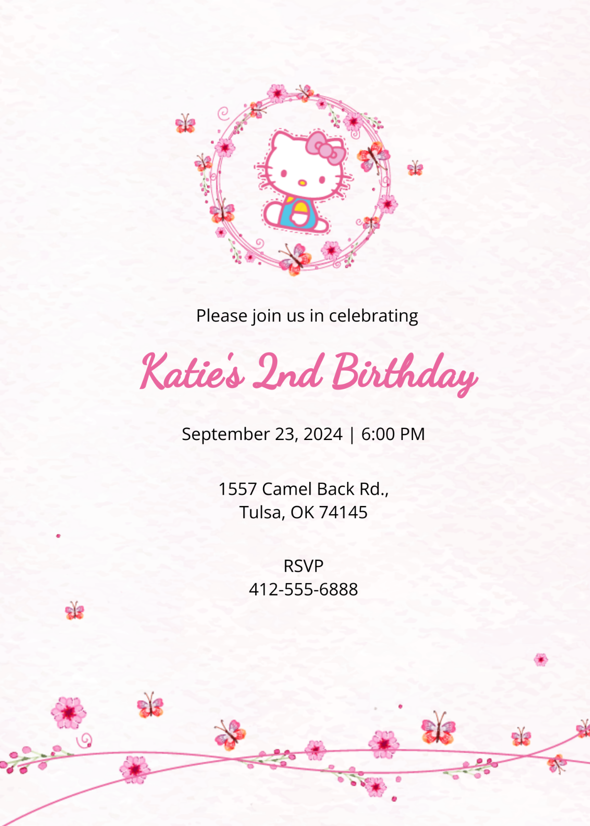 Free Hello Kitty Party Invitation Template