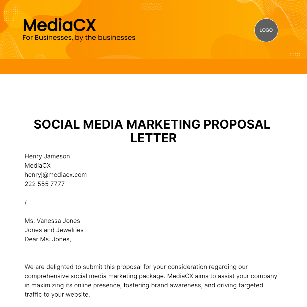 Social Media Marketing Proposal Letter Template