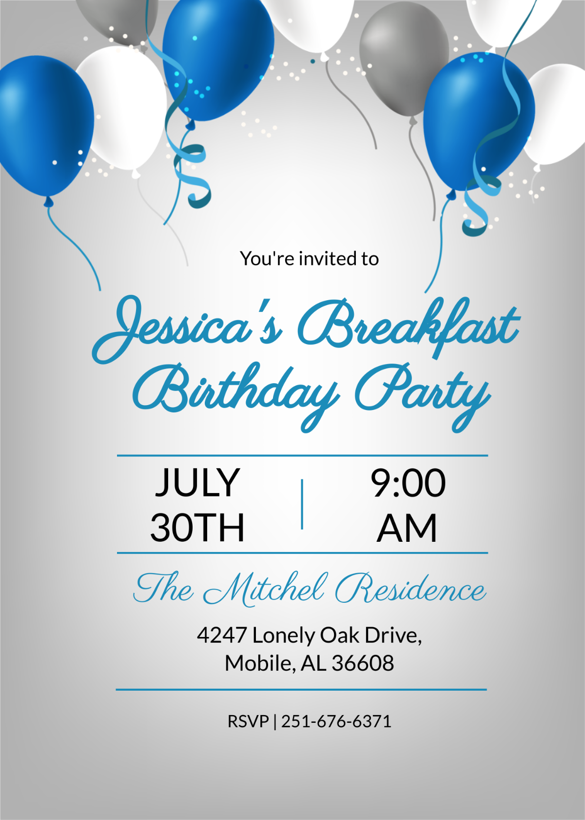 Free Breakfast Birthday Party Invitation Template