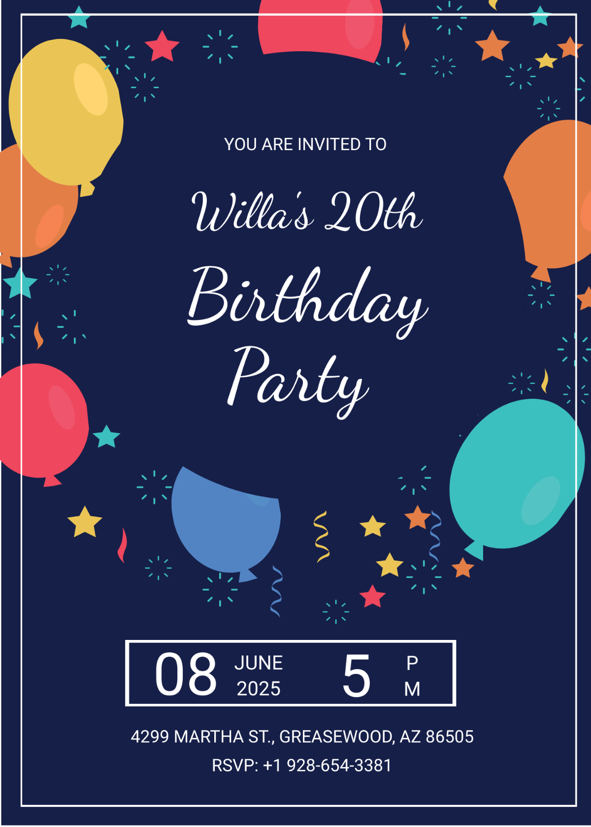 Elegant Birthday Party Invitation Template