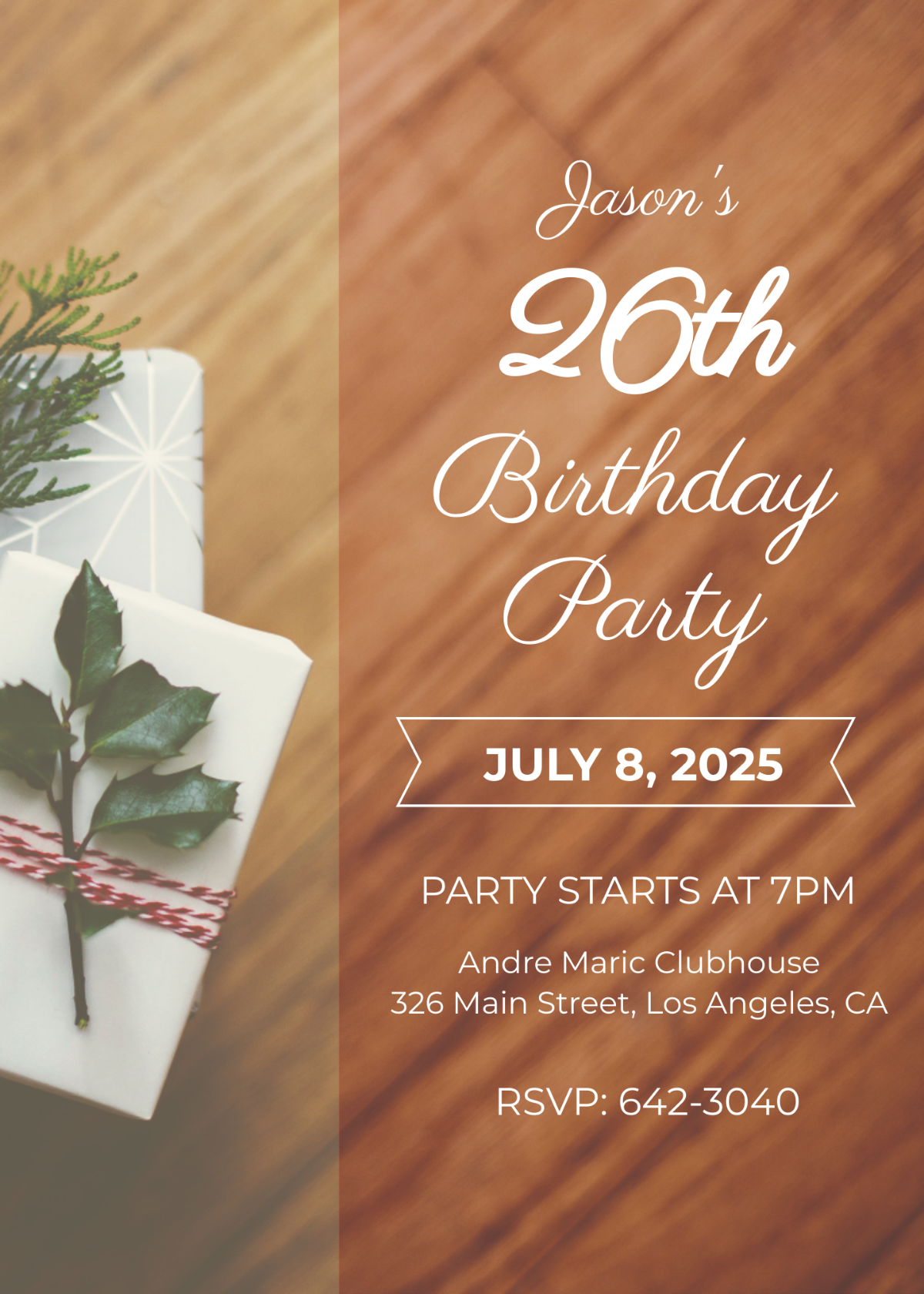 26th Birthday Party Invitation Template