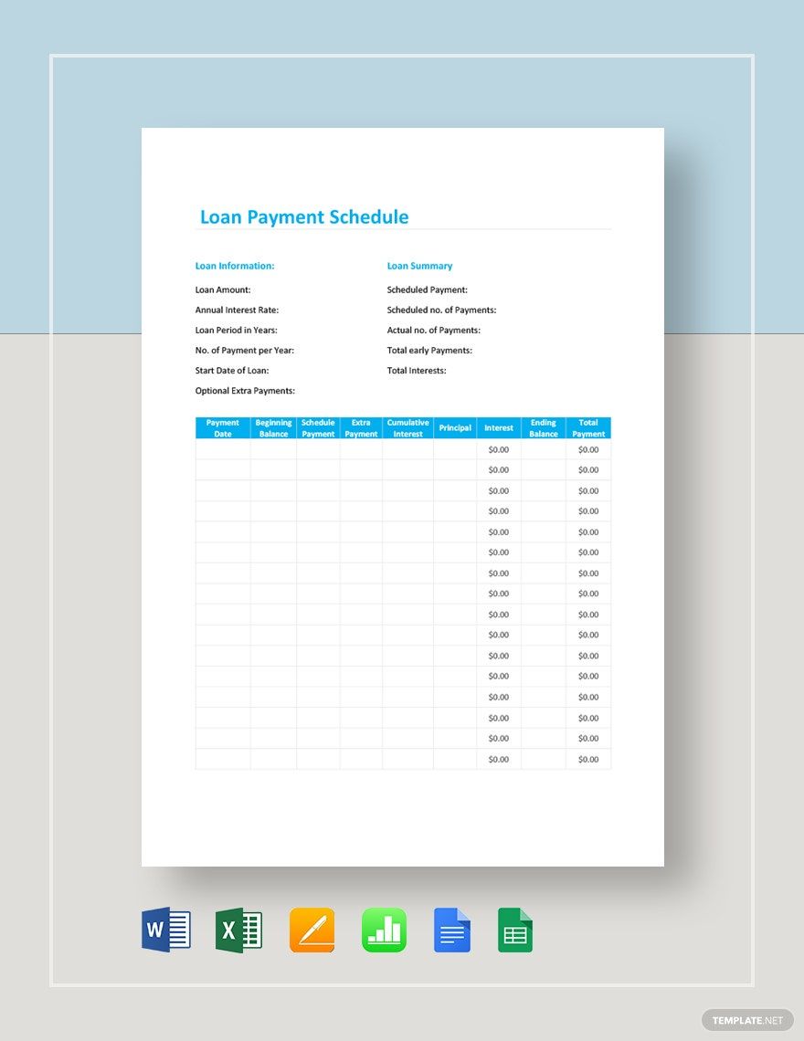 Sample Loan Payment Schedule Template