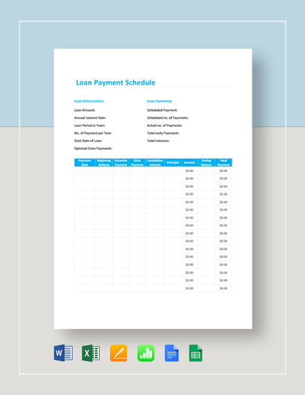 12  Loan Payment Schedule Templates Free Word Excel PDF Format