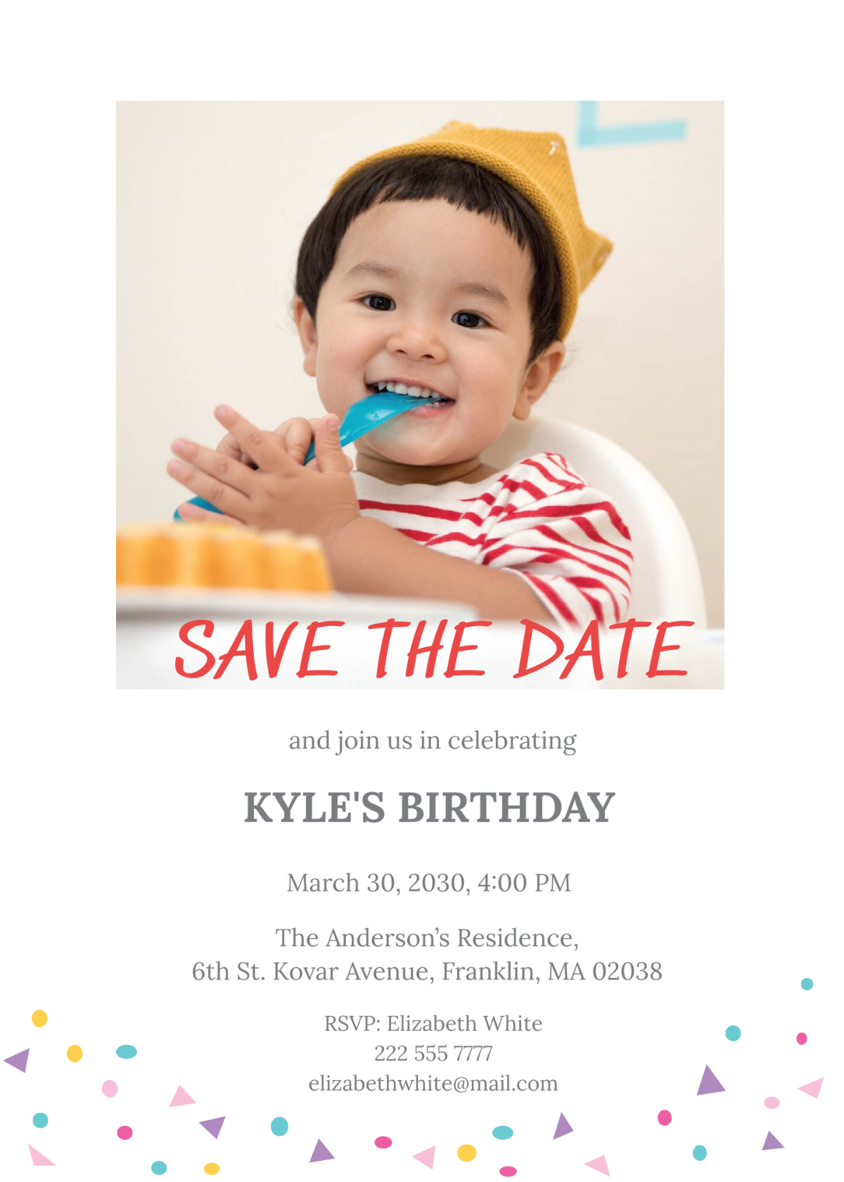 Save the Date Birthday Invitation