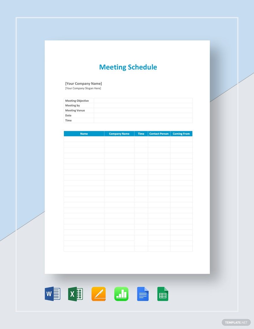 Meeting Schedule Template Google Docs Google Sheets Excel Word 