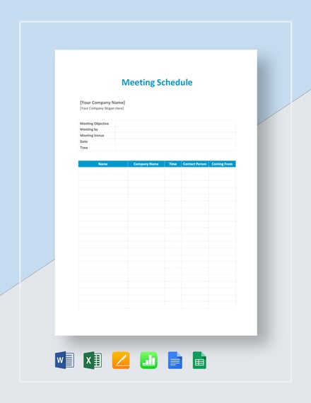 travel and meeting schedule template