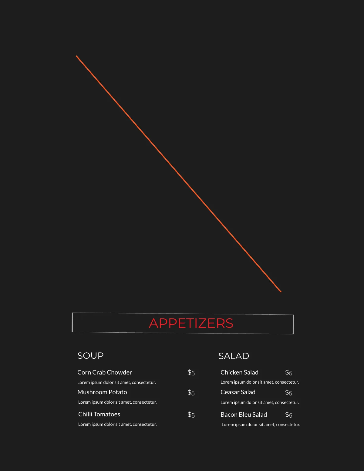 Free Black Blank Menu Template to Edit Online