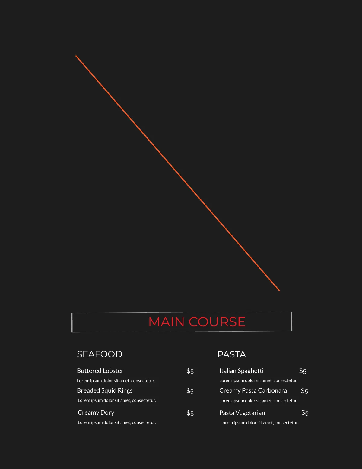 Free Black Blank Menu Template to Edit Online