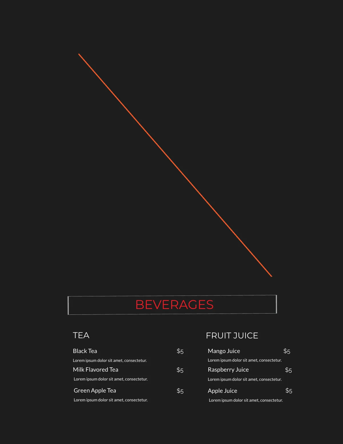 Free Black Blank Menu Template to Edit Online