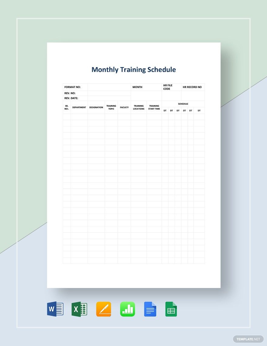 Monthly Training Schedule Template