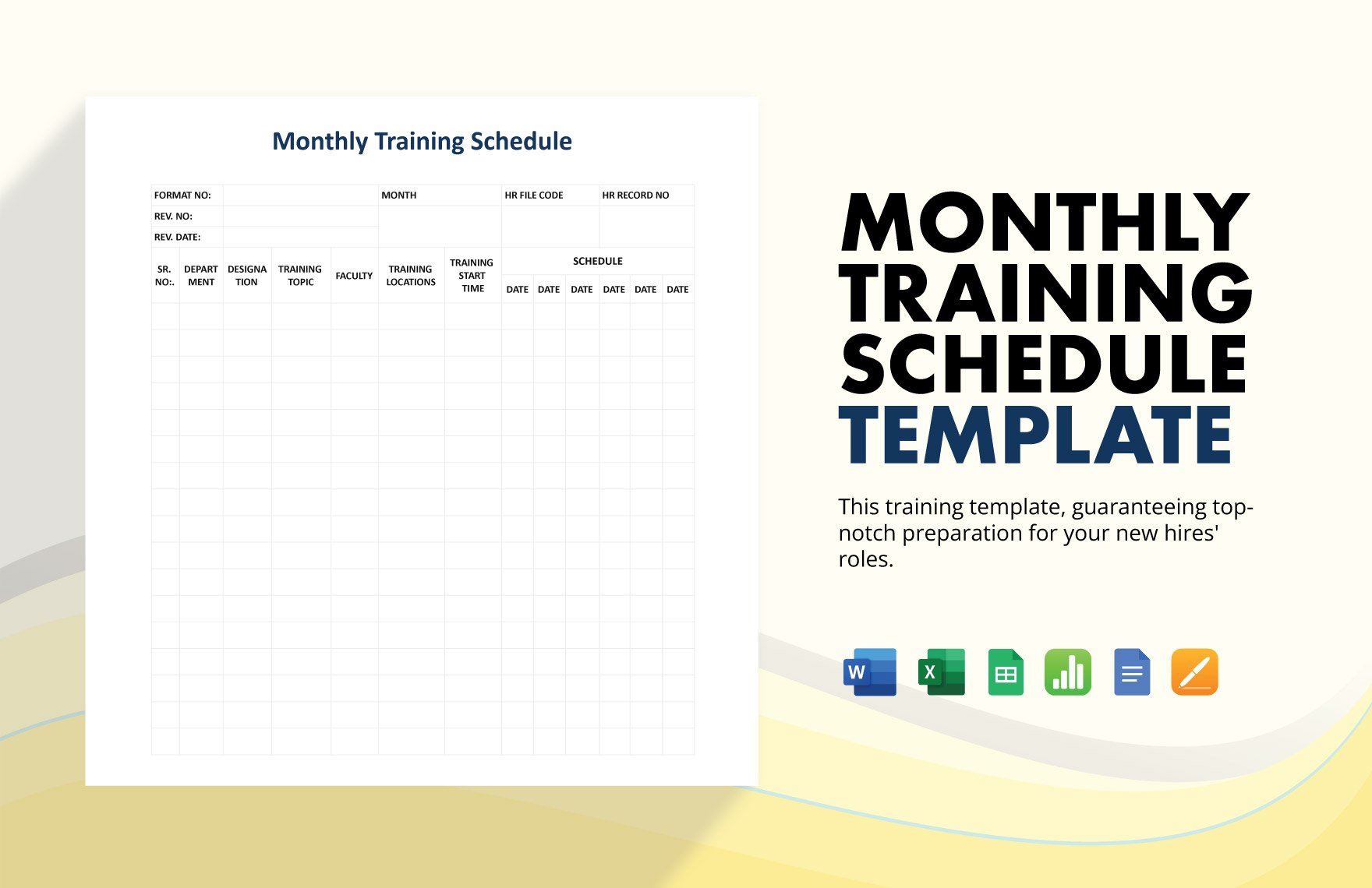 Monthly   Training   Schedule   Template in Word, Google Docs, Excel, Google Sheets, Apple Pages, Apple Numbers
