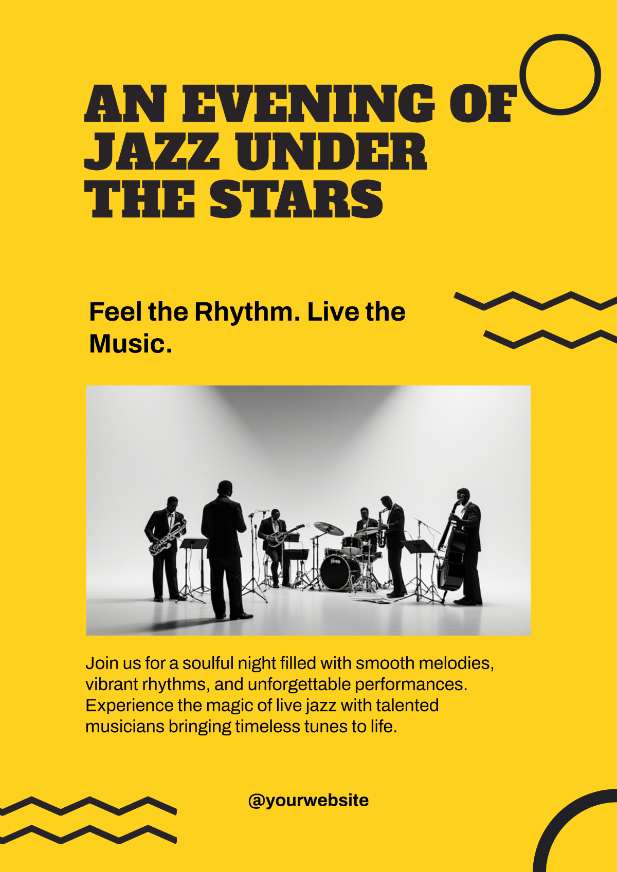 Free Jazz Music Concert Poster Template to Edit Online