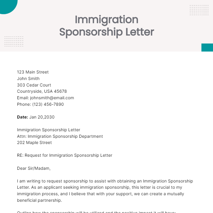 Immigration Sponsorship Letter Template