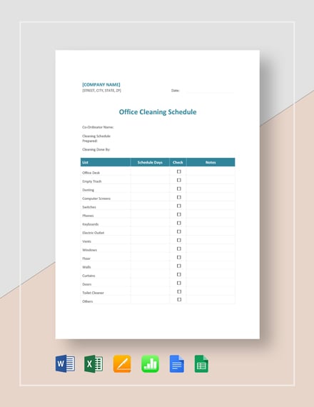 office cleaning schedule