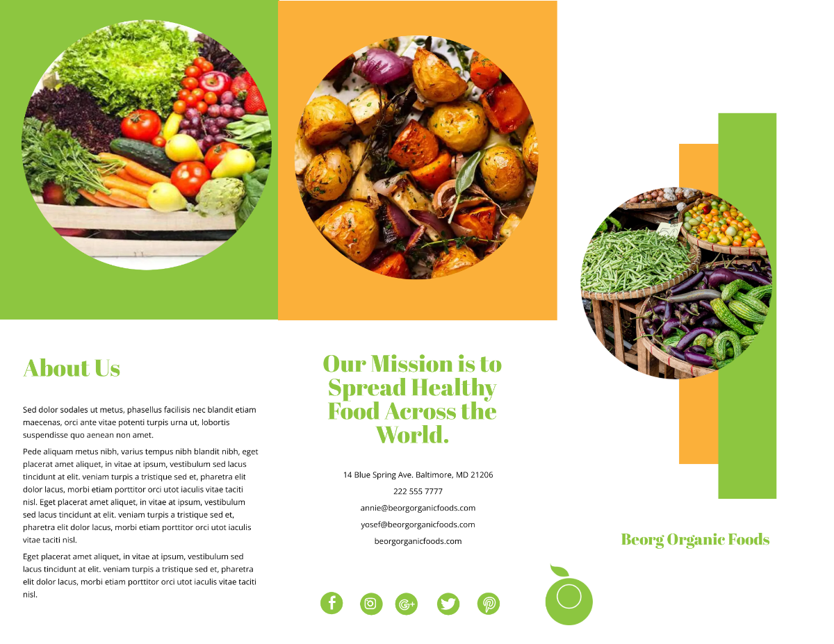 Organic Food Brochure Template - Edit Online & Download