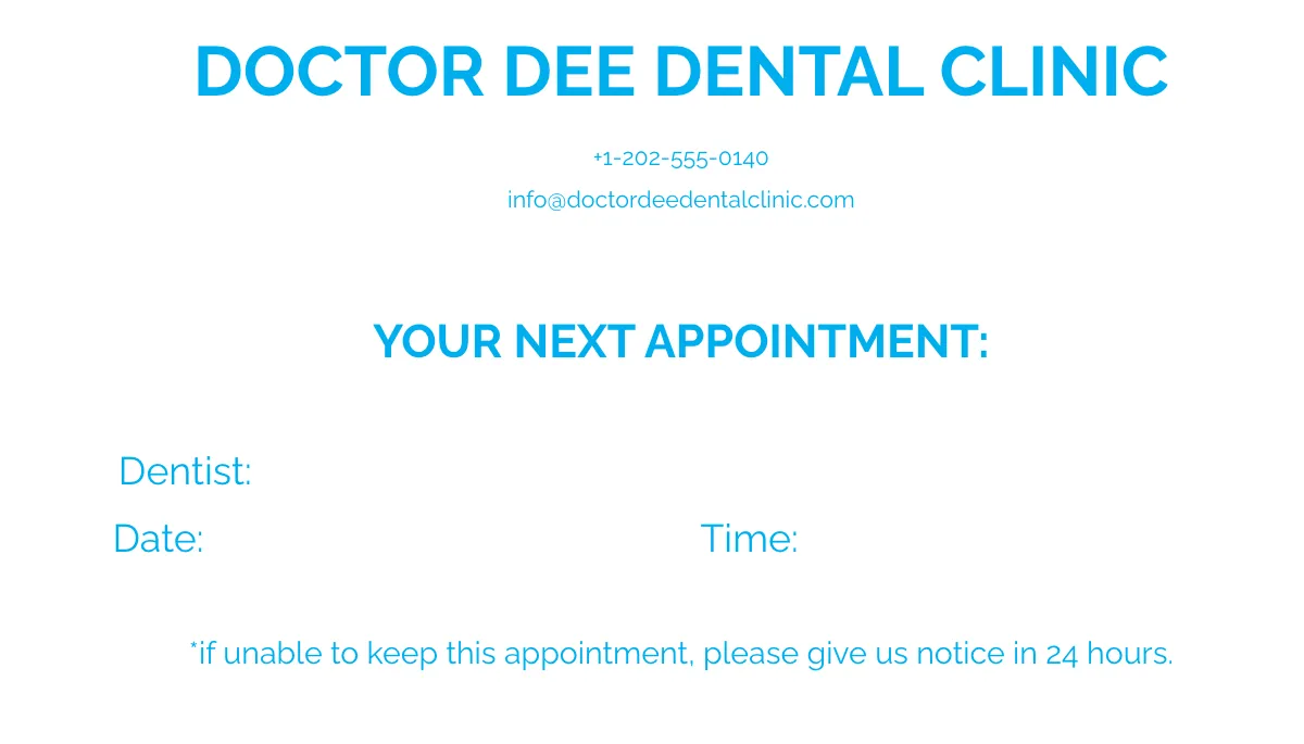 Free Dentist Appointment Card Template to Edit Online
