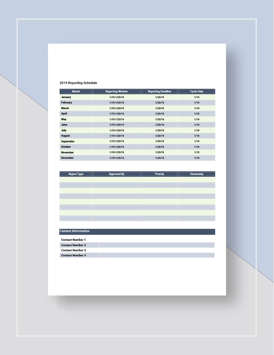 Monthly Reporting/Remitting Calendar Template