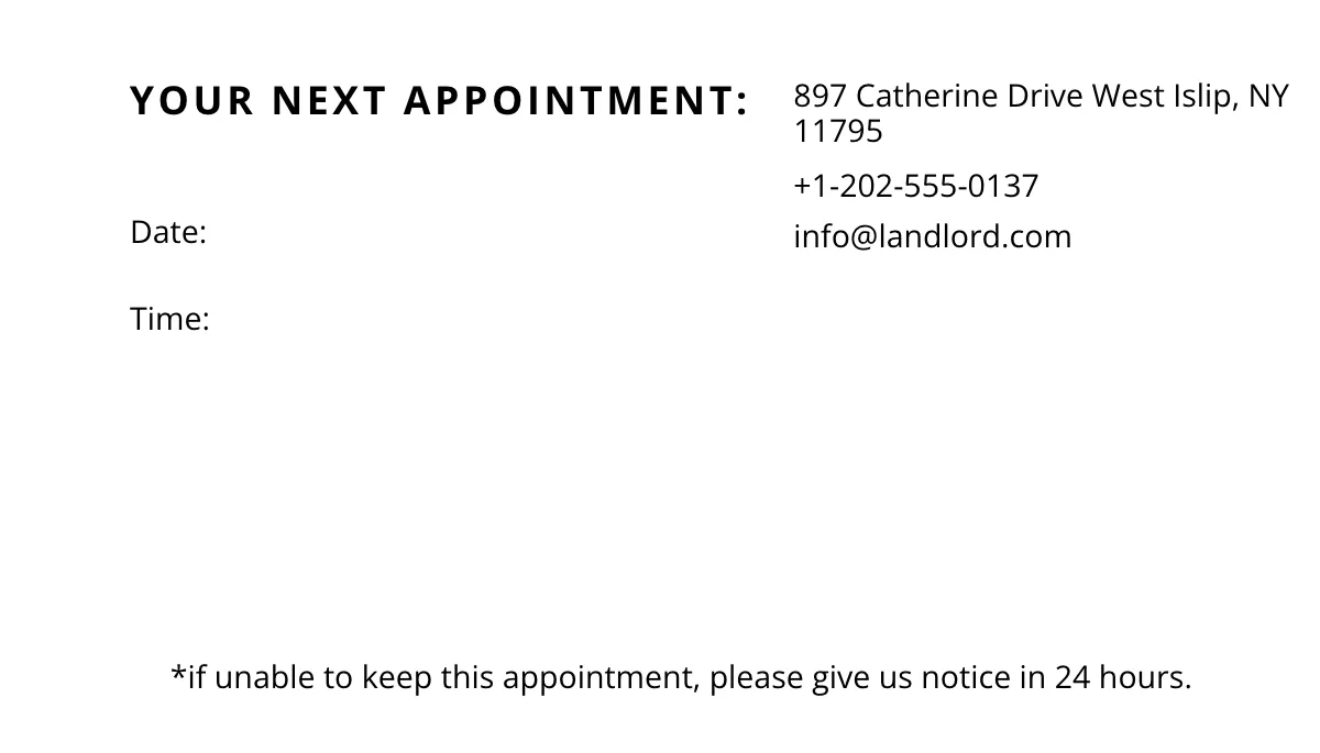 Free Minimalistic Appointment Card Template to Edit Online