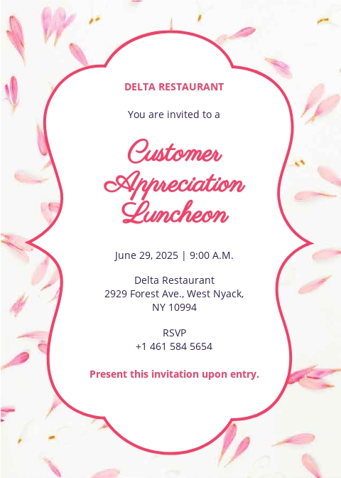 Appreciation Luncheon Invitation Sample