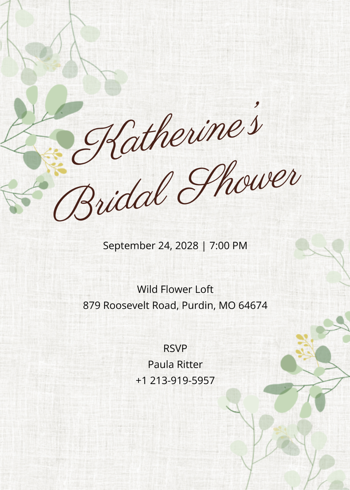 Bridal Shower Party Invitation Template