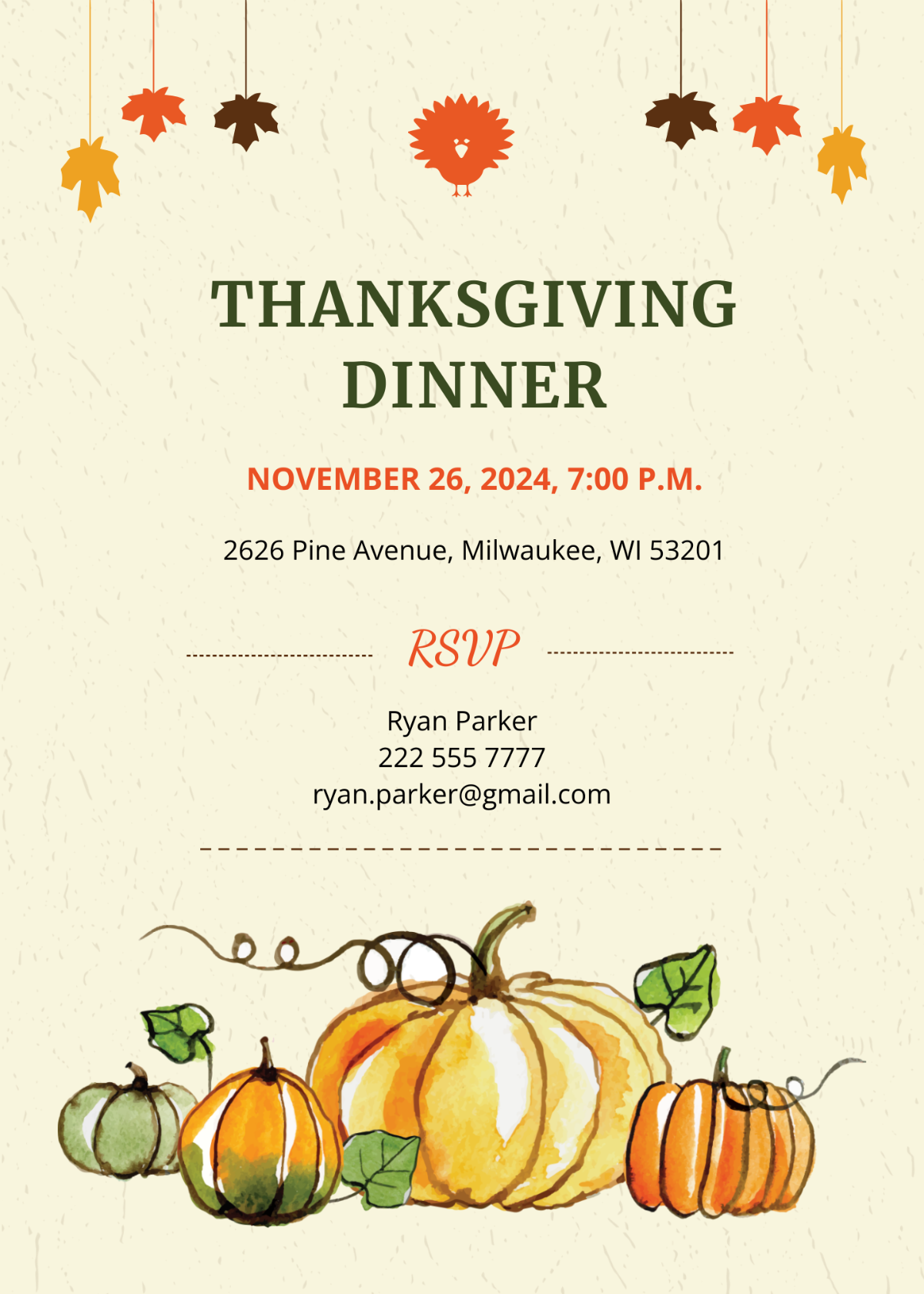Thanksgiving Dinner Party Invitation