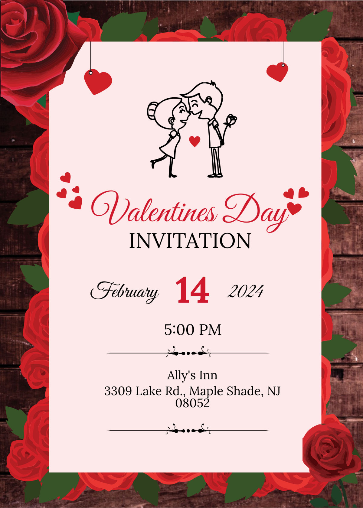 Editable Valentine's Day Invitation Template - Edit Online & Download