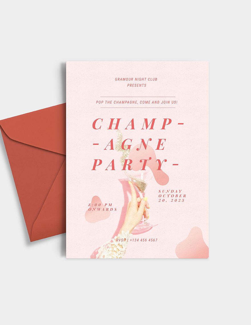 Champagne Party Invitation Template