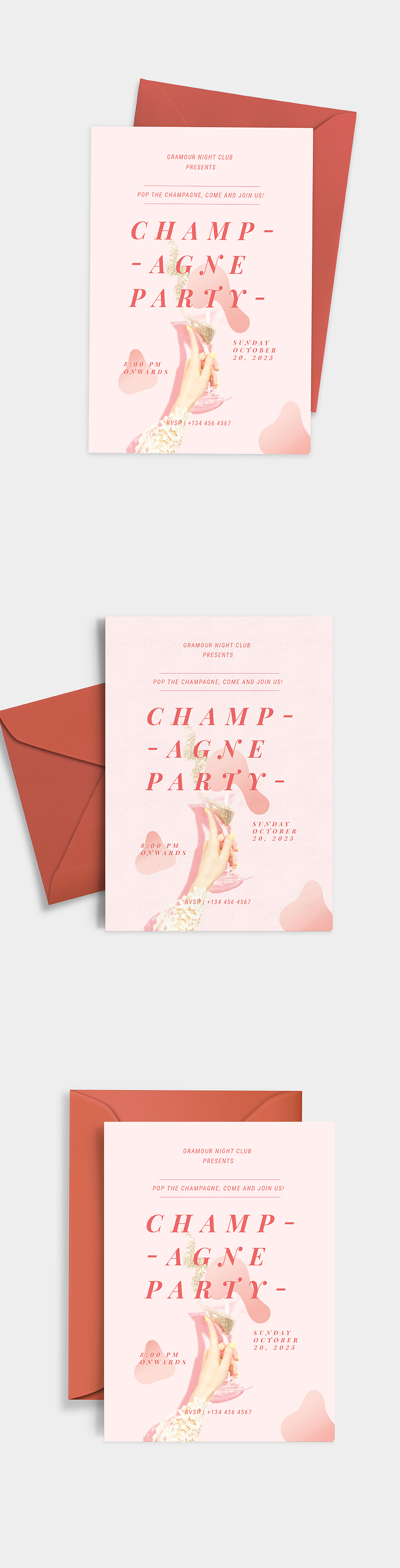 Champagne Party Invitation Template Illustrator Word Outlook Apple