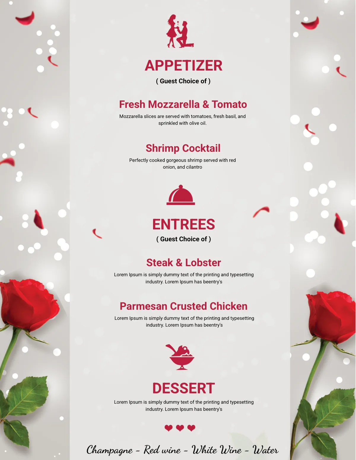 Free Romantic Valentine's Day Menu Template to Edit Online