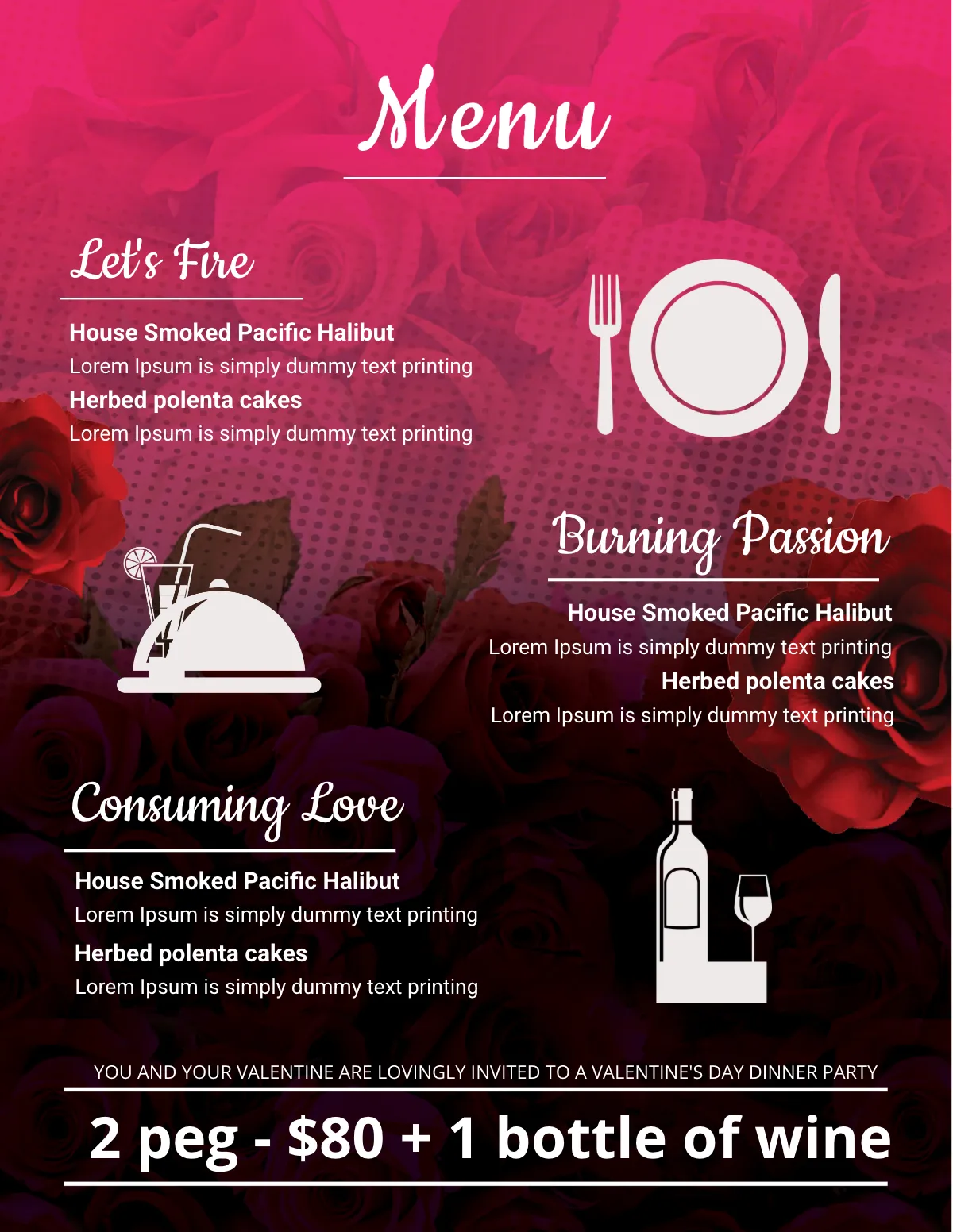 Free Printable Valentine's Day Menu Template to Edit Online